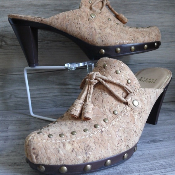 Stuart Weitzman Shoes - Stuart Weitzman 7 1/2 M Clog Heel Cork Stud & Tie